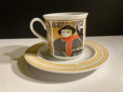 5x tasses et soucoupes de style Art déco