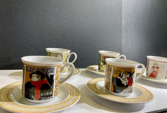 Image 1 of 5x tasses et soucoupes de style Art déco