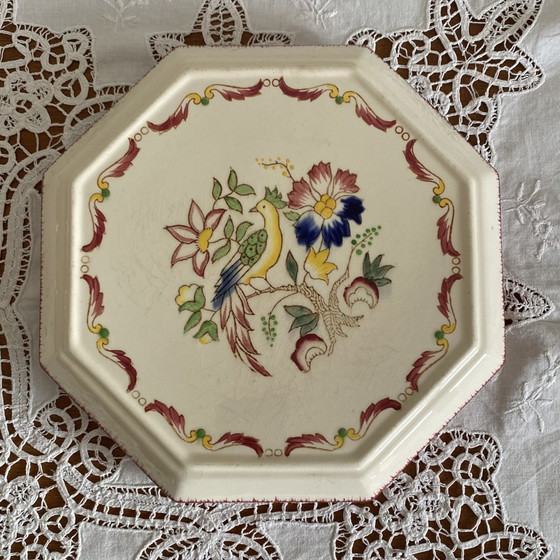 Image 1 of Dessous De Plat En Faïence Ancienne Longwy Octogonal