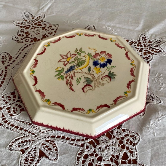 Image 1 of Dessous De Plat En Faïence Ancienne Longwy Octogonal