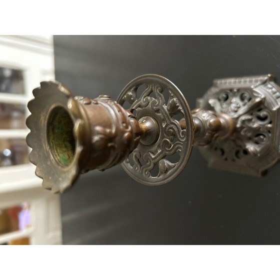 Image 1 of Chandelier vintage en bronze