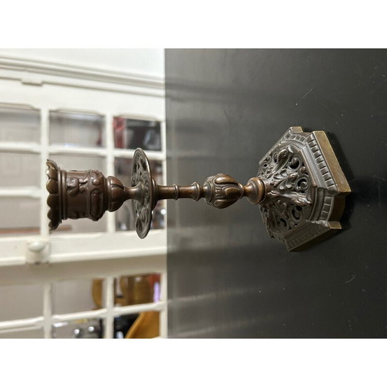 Image 1 of Chandelier vintage en bronze