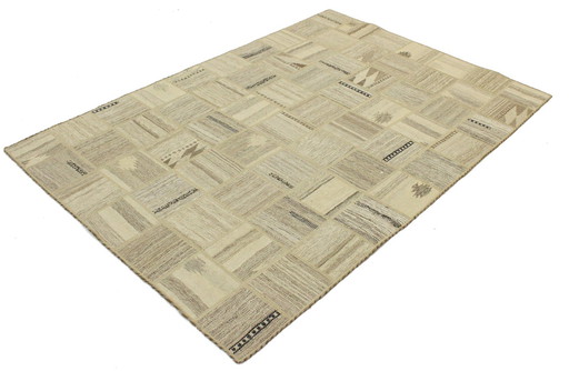 Tapis persan original noué à la main Kelim Patchwork Design 198 X 139 cm Top Condition