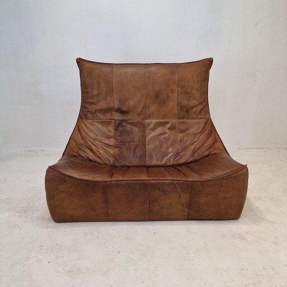 Image 1 of Canapé vintage 2 places "The Rock" en cuir marron par Gerard Van Den Berg pour Montis, 1970