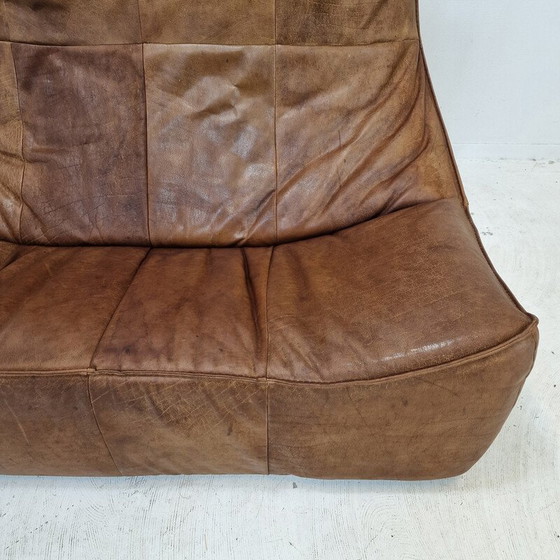 Image 1 of Canapé vintage 2 places "The Rock" en cuir marron par Gerard Van Den Berg pour Montis, 1970