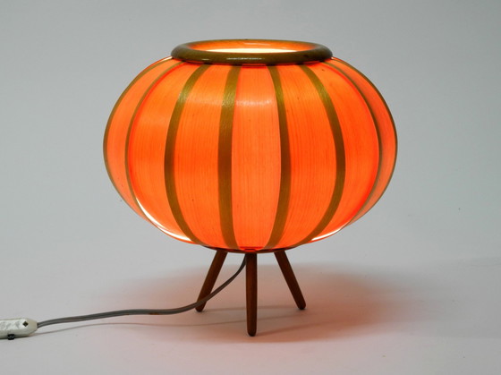 Image 1 of 1960S Czech Wood Veneer Tripod Lamp By Stanislav Kučera For Úluv