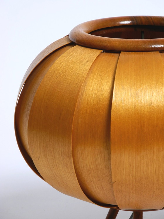 Image 1 of 1960S Czech Wood Veneer Tripod Lamp By Stanislav Kučera For Úluv
