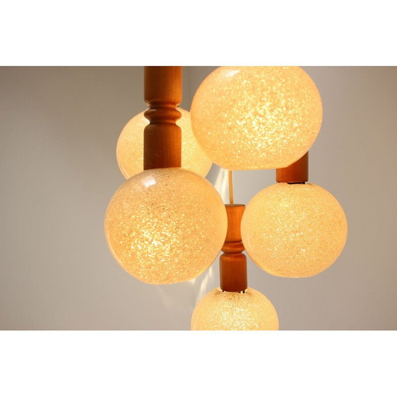 Image 1 of Lustre réglable vintage en bois et plastique par Pokrok Žilina, Tchécoslovaquie 1970
