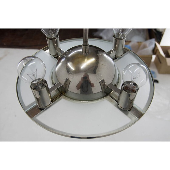 Image 1 of Lustre vintage en verre et verre opalin, années 1920