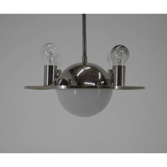 Image 1 of Lustre vintage en verre et verre opalin, années 1920