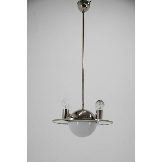 Image 1 of Lustre vintage en verre et verre opalin, années 1920