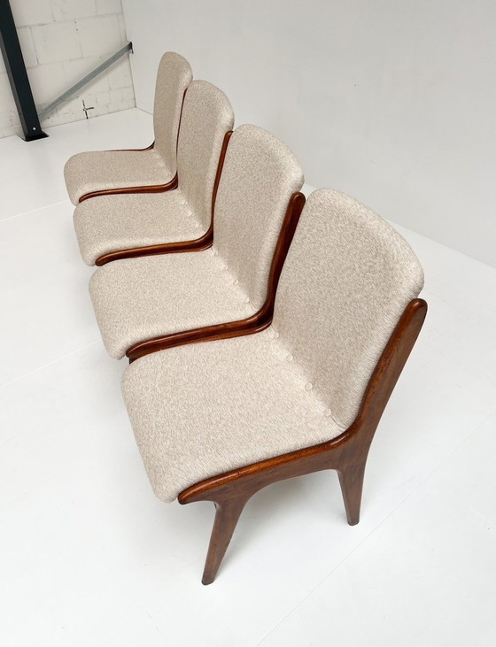 Image 1 of Ensemble de 4 chaises de mahjong rembourrées, années 1950