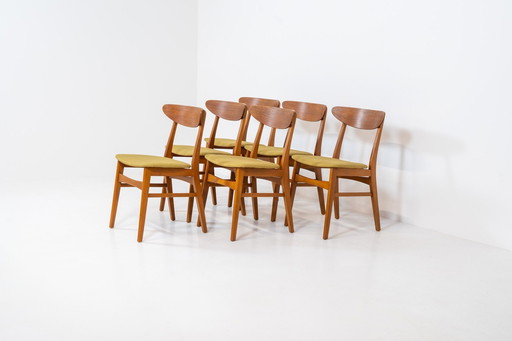 Ensemble de 6 chaises de salle à manger en teck de Falsled Møbelfabrik (Danemark, années 1960).