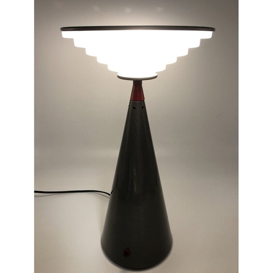 Image 1 of Lampe de table vintage avec abat-jour cylindrique étagé 'Ziggurat' par Shigeaki Asahara pour Stilnovo, 1980