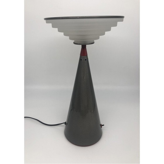 Image 1 of Lampe de table vintage avec abat-jour cylindrique étagé 'Ziggurat' par Shigeaki Asahara pour Stilnovo, 1980