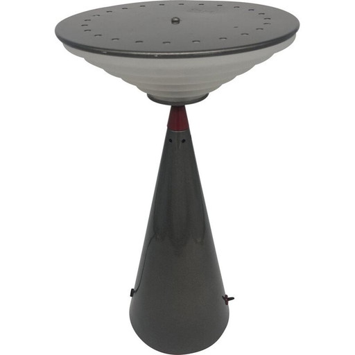 Lampe de table vintage avec abat-jour cylindrique étagé 'Ziggurat' par Shigeaki Asahara pour Stilnovo, 1980