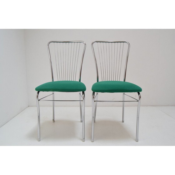 Image 1 of Paire de chaises vintage en chrome et tissu par Nowy Styl, Tchécoslovaquie 1980
