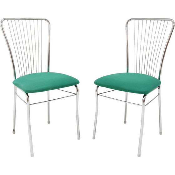 Image 1 of Paire de chaises vintage en chrome et tissu par Nowy Styl, Tchécoslovaquie 1980