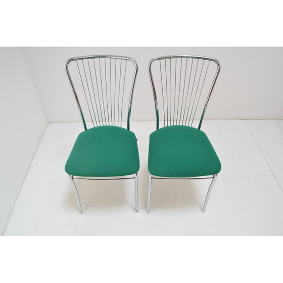 Image 1 of Paire de chaises vintage en chrome et tissu par Nowy Styl, Tchécoslovaquie 1980