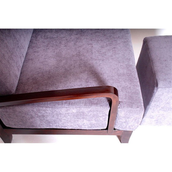 Image 1 of Fauteuil vintage réglable Art Déco avec pouf, années 1930