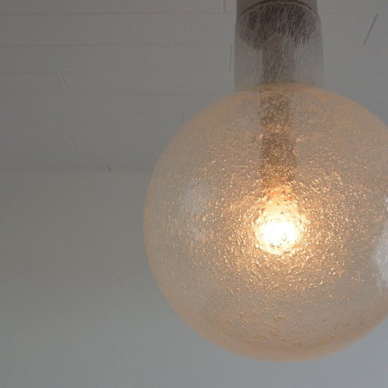 Image 1 of Lampe suspendue vintage en verre bullé par Peill et Putzler, Allemagne 1970