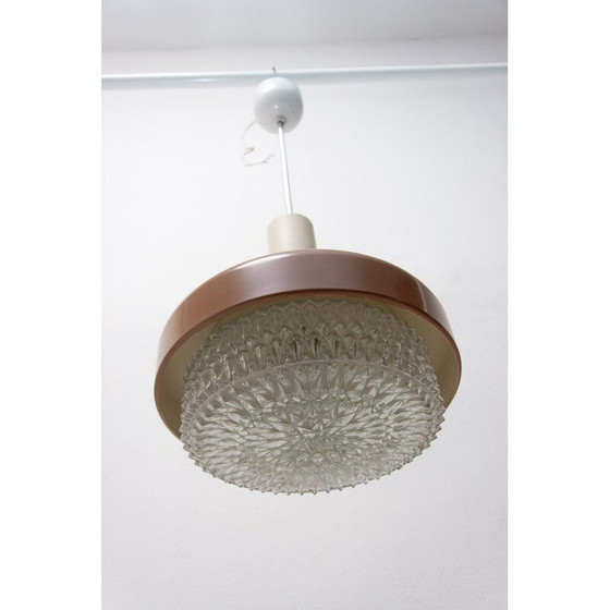 Image 1 of Lampe suspendue vintage en verre, plastique, métal et chrome, Tchécoslovaquie 1970