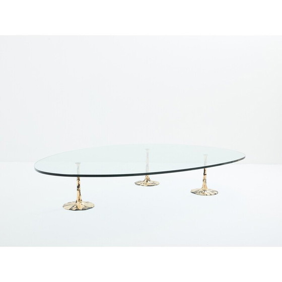 Image 1 of Table basse vintage en fer forgé doré à la feuille d'or, 1970