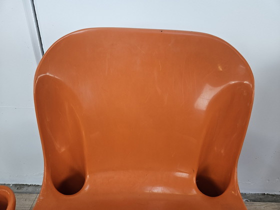 Image 1 of Chaises empilables en plastique orange de la collection Casa 70 par Albaplast pour Dal Vera