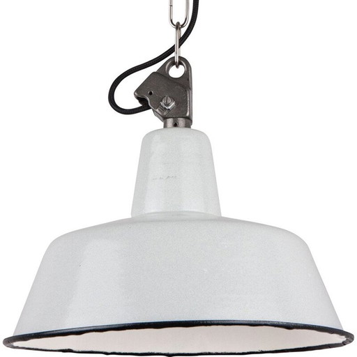 Lampe suspendue vintage en émail gris, Pologne 1960