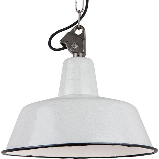 Image 1 of Lampe suspendue vintage en émail gris, Pologne 1960