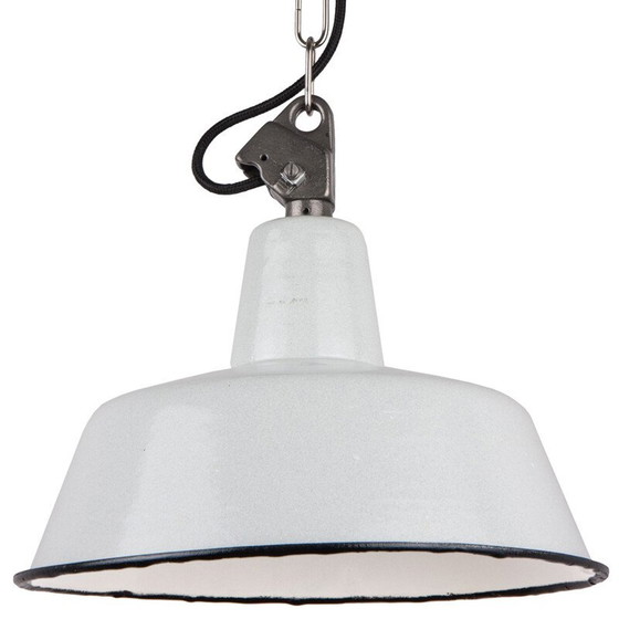 Image 1 of Lampe suspendue vintage en émail gris, Pologne 1960