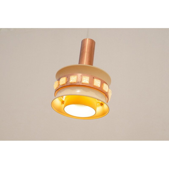 Image 1 of Lampe suspendue vintage en verre taillé et plastique, Tchécoslovaquie 1970
