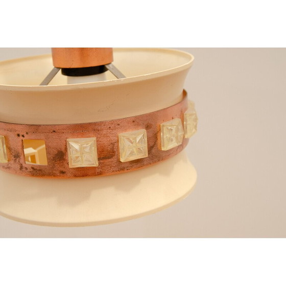 Image 1 of Lampe suspendue vintage en verre taillé et plastique, Tchécoslovaquie 1970