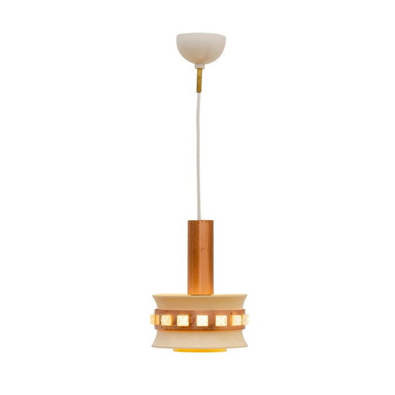 Image 1 of Lampe suspendue vintage en verre taillé et plastique, Tchécoslovaquie 1970