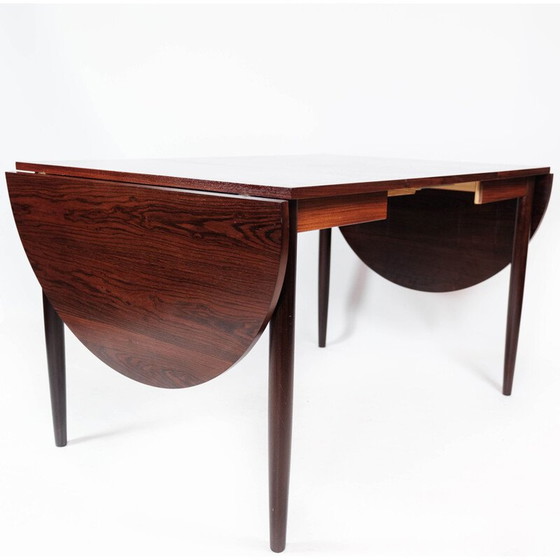 Image 1 of Table de salle à manger vintage en palissandre avec plateaux à rallonge par Arne Vodder, années 1960