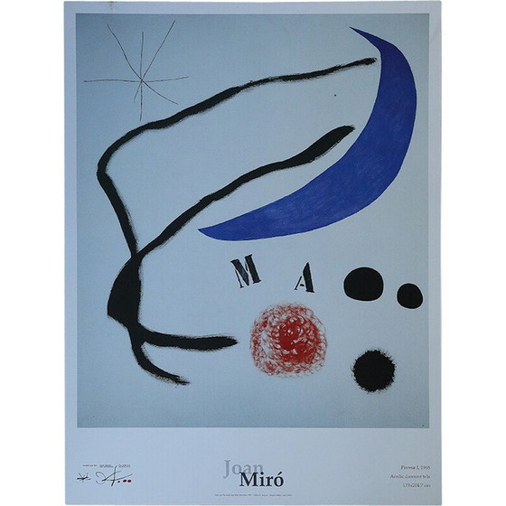 Image 1 of Affiche vintage Poème de Joan Miró, Barcelone 1995