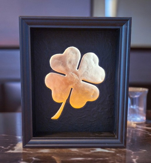 Golden Clover 23Ct Gold Gilded Artwork Encadré