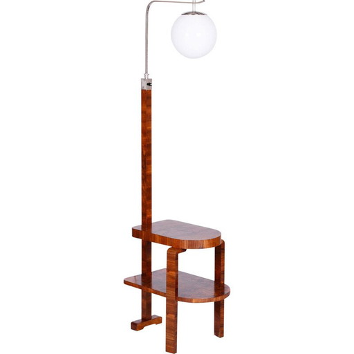 Lampadaire vintage en verre et acier chromé, Tchécoslovaquie 1930