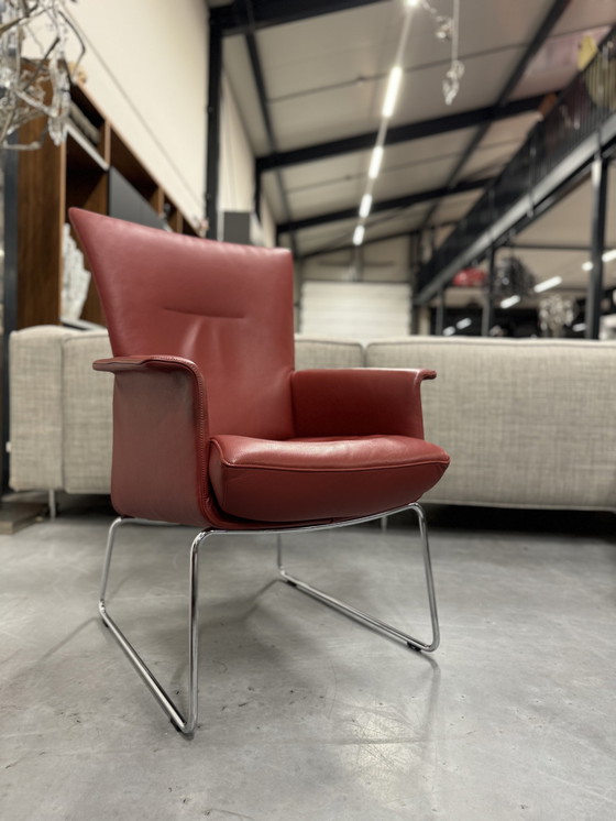 Image 1 of Fauteuil Jori Aida en cuir rouge