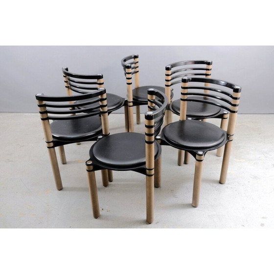Image 1 of Ensemble de 8 chaises de salle à manger en bois vintage par Kurt Thut pour Dietiker, Suisse 1980