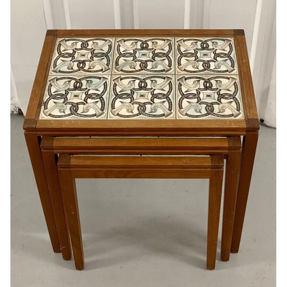Image 1 of Tables gigognes vintage danoises avec incrustation de carreaux, 1970