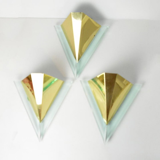 Image 1 of Applique vintage en laiton et acrylique pour Alaska Lux Lighting House Inc, Allemagne années 1980