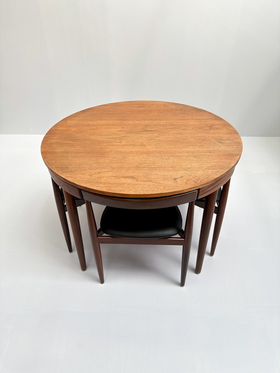 Image 1 of Table et chaises en teck danois Hans Olsen For Frem Røjle "Roundette" pour salle à manger