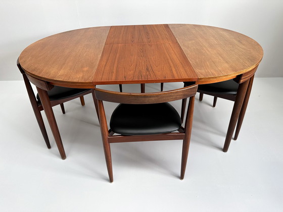 Image 1 of Table et chaises en teck danois Hans Olsen For Frem Røjle "Roundette" pour salle à manger