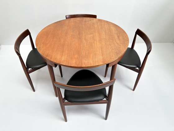 Image 1 of Table et chaises en teck danois Hans Olsen For Frem Røjle "Roundette" pour salle à manger