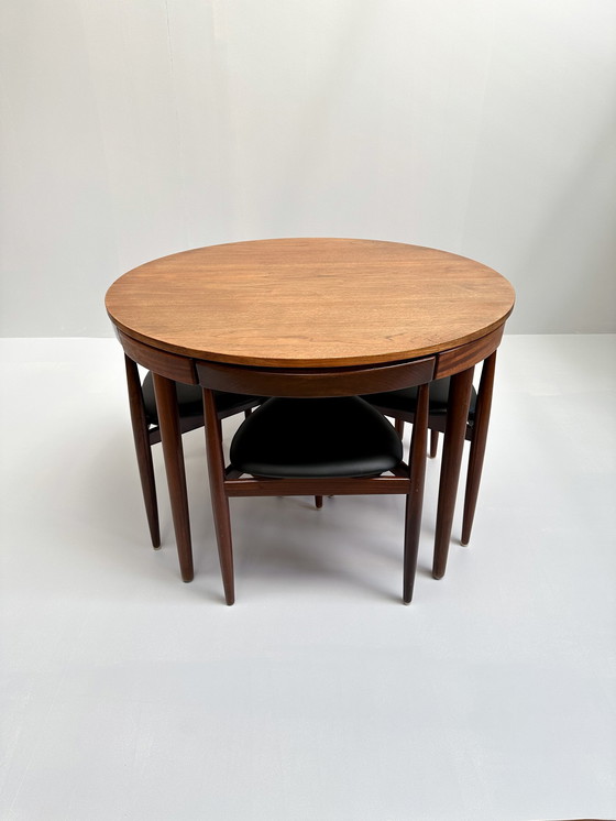 Image 1 of Table et chaises en teck danois Hans Olsen For Frem Røjle "Roundette" pour salle à manger