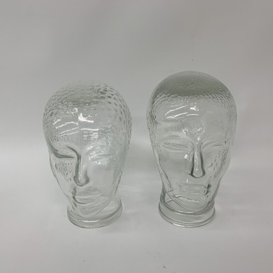 Image 1 of Paire de sculptures "têtes" en verre