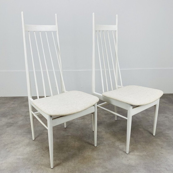 Image 1 of Paire de chaises scandinaves vintage à barreaux blancs, 1960