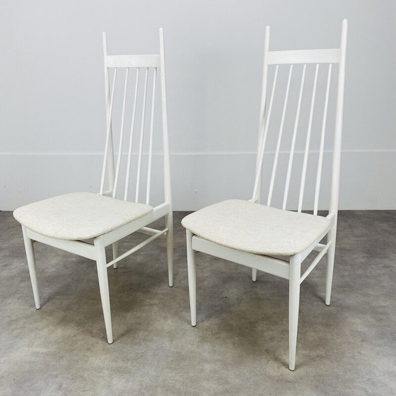 Image 1 of Paire de chaises scandinaves vintage à barreaux blancs, 1960