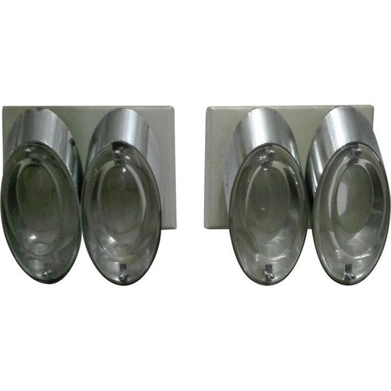 Image 1 of Paire d'appliques en verre vintage par Oscar Torlasco pour Stilkronen, 1970